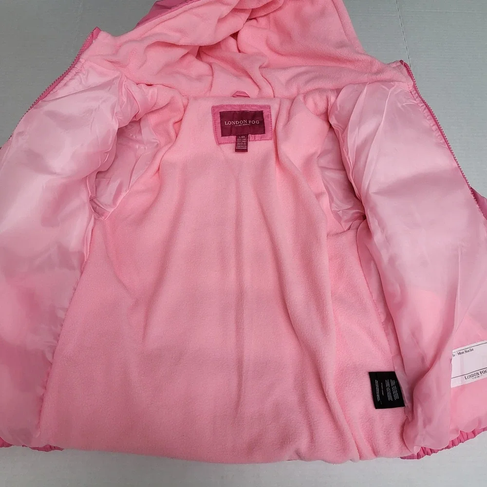 NWT London Fog‎ Kids Size L 6X Puffer Jacket Pink Hooded Zip Front Insulated